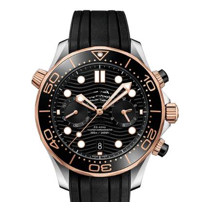Omega Seamaster Diver 300M – Black Steel & Gold – Black Rubber – Quartz – 42mm